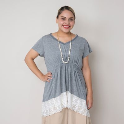 【SALE（伊勢丹）】＜VARAL DE MODA+＞ 大きいサイズ リヨセル綿バイオ天竺ウエストシャーリングプルオーバー(V71-4220)(クローバープラス) グレー 【三越・伊勢丹/公式】