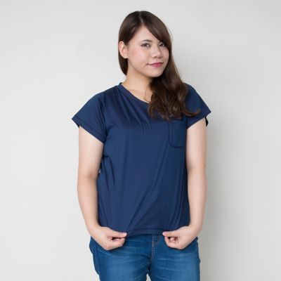 【SALE（伊勢丹）】＜VARAL DE MODA+＞ 大きいサイズ プレーティング天竺カット アンド ソーン(V71-4260)(クローバープラス) ネイビー 【三越・伊勢丹/公式】