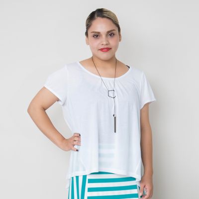 【SALE（伊勢丹）】＜VARAL DE MODA+＞ 大きいサイズ リヨセル綿バイオ天竺カッティングTシャツ(V71-4330)(クローバープラス) ホワイト 【三越・伊勢丹/公式】