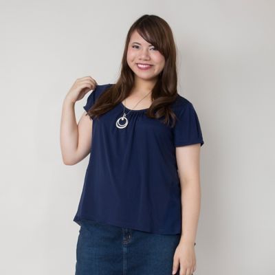 【SALE（伊勢丹）】＜VARAL DE MODA+＞ 大きいサイズ リヨセル綿バイオ天竺カッティングTシャツ(V71-4330)(クローバープラス) ネイビー 【三越・伊勢丹/公式】