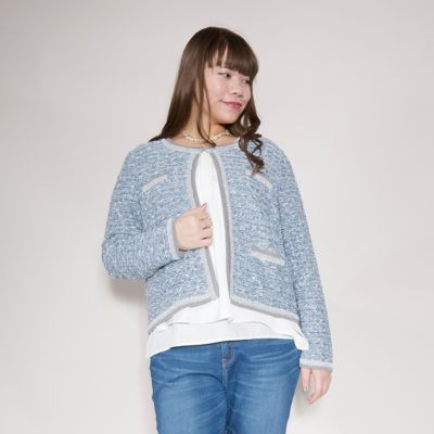 【SALE（伊勢丹）】＜VARAL DE MODA+＞ 大きいサイズ ラメニットツイードジャケット(V71-5100)(クローバープラス) インディゴ 【三越・伊勢丹/公式】