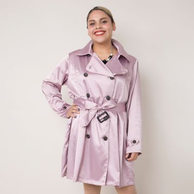 【SALE（伊勢丹）】＜VARAL DE MODA+＞ 大きいサイズ マットブライトアンティークサテントレンチコート(V71-6230)(クローバー) ライラック 【三越・伊勢丹/公式】