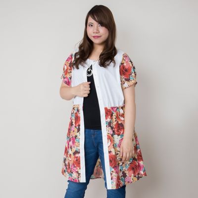 【SALE（伊勢丹）】＜VARAL DE MODA+＞ 大きいサイズ オリジナルインクジェットプリントシフォンワンピース(V71-7200)(クローバープラス) オフホワイト 【三越・伊勢丹/公式】