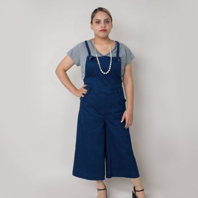 【SALE（伊勢丹）】＜VARAL DE MODA+＞ 大きいサイズ 編み込みポイントデニムサロペットワイドパンツ(V71-7300)(クローバー) ブルー 【三越・伊勢丹/公式】