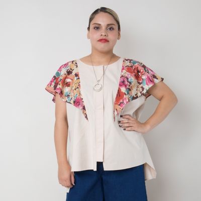 【SALE（伊勢丹）】＜VARAL DE MODA+＞ 大きいサイズ オリジナルインクジェットプリントシフォンブラウス(V71-8200)(クローバープラス) ベージュ 【三越・伊勢丹/公式】