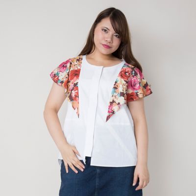 【SALE（伊勢丹）】＜VARAL DE MODA+＞ 大きいサイズ オリジナルインクジェットプリントシフォンブラウス(V71-8200)(クローバープラス) オフホワイト 【三越・伊勢丹/公式】