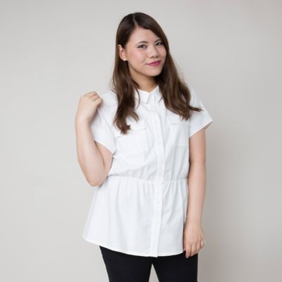 【SALE（伊勢丹）】＜VARAL DE MODA+＞ 大きいサイズ ストレッチオックスフォードブラウス(V71-8211)(クローバー) オフホワイト 【三越・伊勢丹/公式】