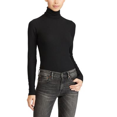 ＜POLO RALPH LAUREN（ウィメンズ）/ポロラルフローレン＞ リブド タートルネック ニット シャツ B10ブラック 【三越・伊勢丹/公式】
