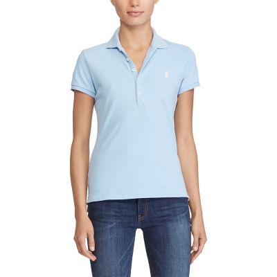 ＜POLO RALPH LAUREN（ウィメンズ）/ポロラルフローレン＞ スキニー ストレッチ メッシュ ポロシャツ C11ブルー 【三越・伊勢丹/公式】