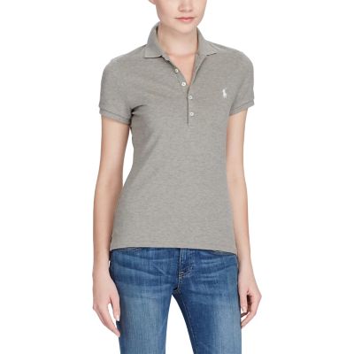 ＜POLO RALPH LAUREN（ウィメンズ）/ポロラルフローレン＞ スキニー ストレッチ メッシュ ポロシャツ D86グレー 【三越・伊勢丹/公式】