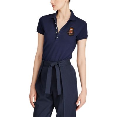 ＜POLO RALPH LAUREN（ウィメンズ）/ポロラルフローレン＞ スキニー ストレッチ メッシュ パッチ ポロシャツ 【三越・伊勢丹/公式】