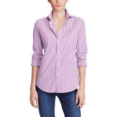 ＜POLO RALPH LAUREN（ウィメンズ）/ポロラルフローレン＞ ストレッチ スリムフィット ストライプド シャツ D69パープル 【三越・伊勢丹/公式】