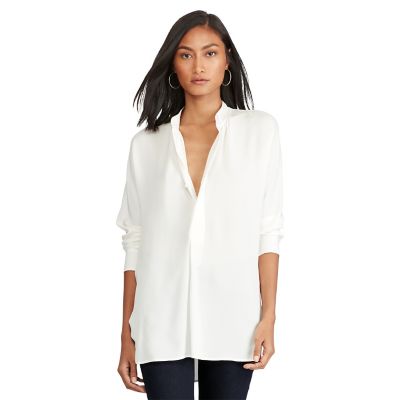 ＜POLO RALPH LAUREN（ウィメンズ）/ポロラルフローレン＞ シルクジョーゼット シャツ E86ホワイト 【三越・伊勢丹/公式】