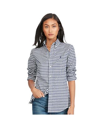 ＜POLO RALPH LAUREN（ウィメンズ）/ポロラルフローレン＞ スリムフィット ギンガム シャツ B83ブルー 【三越・伊勢丹/公式】