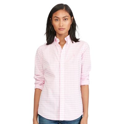 ＜POLO RALPH LAUREN（ウィメンズ）/ポロラルフローレン＞ スリムフィット ギンガム シャツ D54ピンク 【三越・伊勢丹/公式】