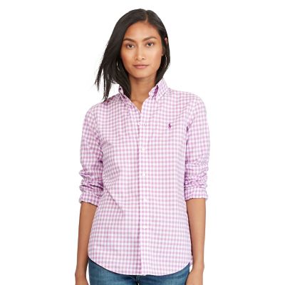 ＜POLO RALPH LAUREN（ウィメンズ）/ポロラルフローレン＞ スリムフィット ギンガム シャツ D63パープル 【三越・伊勢丹/公式】