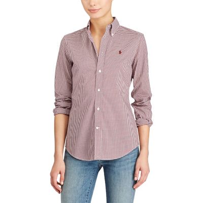 ＜POLO RALPH LAUREN（ウィメンズ）/ポロラルフローレン＞ スリム フィット ギンガム コットンシャツ D72レッド 【三越・伊勢丹/公式】
