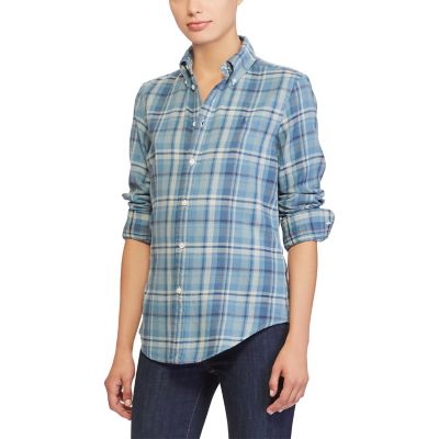 ＜POLO RALPH LAUREN（ウィメンズ）/ポロラルフローレン＞ クラシックフィット プラッド コットン シャツ B33ブルー 【三越・伊勢丹/公式】