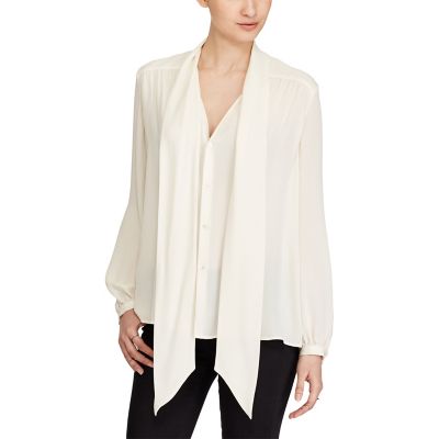 ＜POLO RALPH LAUREN（ウィメンズ）/ポロラルフローレン＞ シルク ジョーゼット ネクタイ ブラウス E86ホワイト 【三越・伊勢丹/公式】