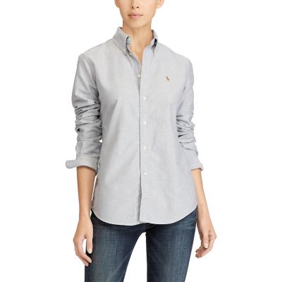 ＜POLO RALPH LAUREN（ウィメンズ）/ポロラルフローレン＞ スリムフィット ストライプド オックスフォード シャツ D86グレー 【三越・伊勢丹/公式】