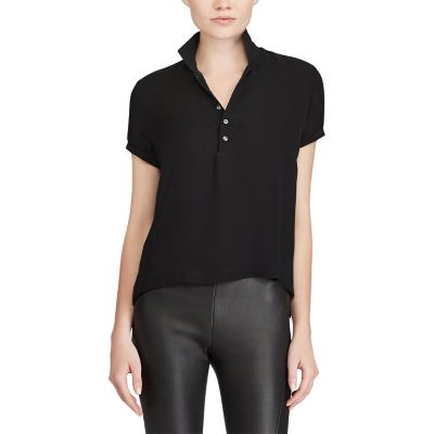 ＜POLO RALPH LAUREN（ウィメンズ）/ポロラルフローレン＞ シルク ポロシャツ B10ブラック 【三越・伊勢丹/公式】