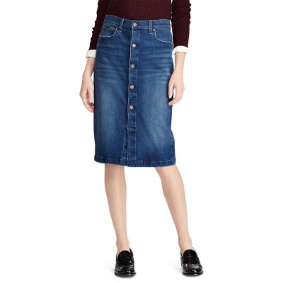 ＜POLO RALPH LAUREN（ウィメンズ）/ポロラルフローレン＞ ボタンド デニム ペンシルスカート 【三越・伊勢丹/公式】