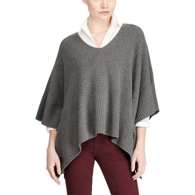 ＜POLO RALPH LAUREN（ウィメンズ）/ポロラルフローレン＞ ウールカシミヤ ポンチョ セーター D86グレー 【三越・伊勢丹/公式】