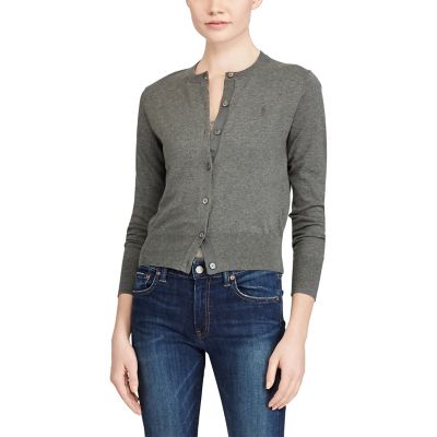 ＜POLO RALPH LAUREN（ウィメンズ）/ポロラルフローレン＞ ピマ コットン カーディガン D86グレー 【三越・伊勢丹/公式】