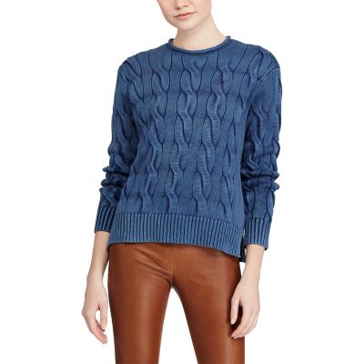 ＜POLO RALPH LAUREN（ウィメンズ）/ポロラルフローレン＞ ボクシー ケーブル コットン セーター B82ブルー 【三越・伊勢丹/公式】