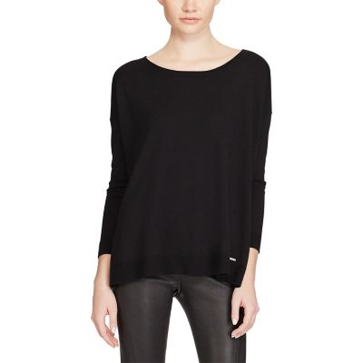 ＜POLO RALPH LAUREN（ウィメンズ）/ポロラルフローレン＞ サイドスリット クルーネック セーター B10ブラック 【三越・伊勢丹/公式】