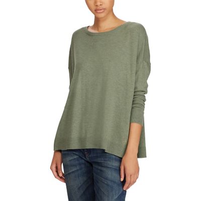 ＜POLO RALPH LAUREN（ウィメンズ）/ポロラルフローレン＞ サイドスリット クルーネック セーター C20グリーン 【三越・伊勢丹/公式】