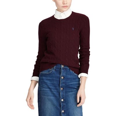 ＜POLO RALPH LAUREN（ウィメンズ）/ポロラルフローレン＞ ウールカシミヤ クルーネック セーター B46レッド 【三越・伊勢丹/公式】