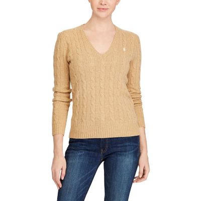 ＜POLO RALPH LAUREN（ウィメンズ）/ポロラルフローレン＞ ケーブルニット Vネック セーター E68ブラウン 【三越・伊勢丹/公式】