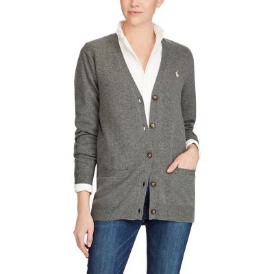 ＜POLO RALPH LAUREN（ウィメンズ）/ポロラルフローレン＞ メリノウール ボーイフレンド カーディガン D86グレー 【三越・伊勢丹/公式】