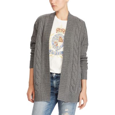 ＜POLO RALPH LAUREN（ウィメンズ）/ポロラルフローレン＞ カシミヤ ケーブルニット カーディガン D86グレー 【三越・伊勢丹/公式】