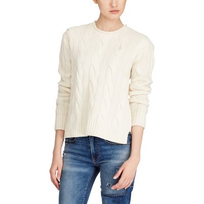 ＜POLO RALPH LAUREN（ウィメンズ）/ポロラルフローレン＞ ケーブル ウールカシミヤ セーター B64ホワイト 【三越・伊勢丹/公式】
