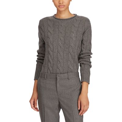 ＜POLO RALPH LAUREN（ウィメンズ）/ポロラルフローレン＞ ケーブル ウールカシミヤ セーター D86グレー 【三越・伊勢丹/公式】