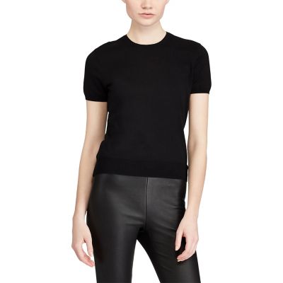 ＜POLO RALPH LAUREN（ウィメンズ）/ポロラルフローレン＞ コットン ショートスリーブ セーター B10ブラック 【三越・伊勢丹/公式】