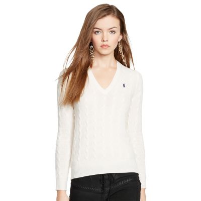 ＜POLO RALPH LAUREN（ウィメンズ）/ポロラルフローレン＞ ウール ブレンド Vネック セーター B64 クリーム 【三越・伊勢丹/公式】