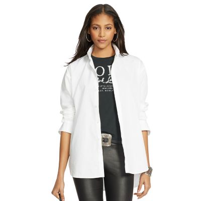 ＜POLO RALPH LAUREN（ウィメンズ）/ポロラルフローレン＞ ハイロー ヘム ポプリン シャツ E86ホワイト 【三越・伊勢丹/公式】