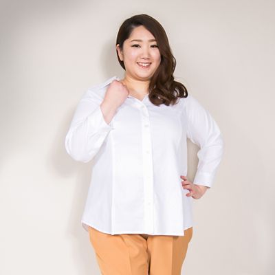 ＜VARAL DE MODA+＞ 大きいサイズ ドビーストライプシャツ(V72-1010)(クローバー) ホワイト(10) 【三越・伊勢丹/公式】