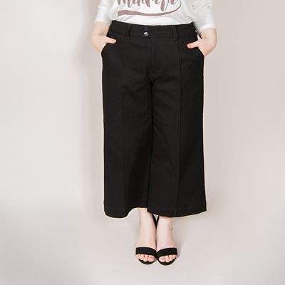 ＜VARAL DE MODA+＞ 大きいサイズ ストレッチデニムワイドパンツ(V72-1016)(クローバープラス) ブラック(90) 【三越・伊勢丹/公式】