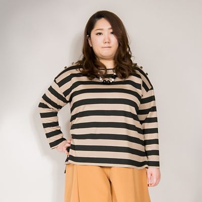 ＜VARAL DE MODA+＞ 大きいサイズ ポンチボーダーカット アンド ソーン(V72-1018)(クローバー) モカ(42) 【三越・伊勢丹/公式】