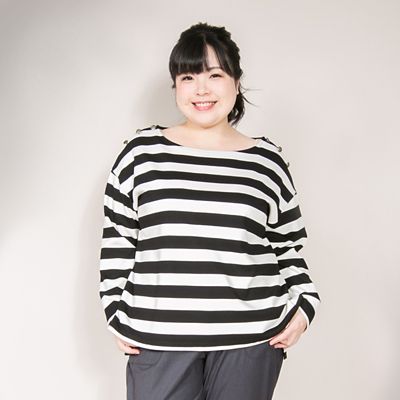 ＜VARAL DE MODA+＞ 大きいサイズ ポンチボーダーカット アンド ソーン(V72-1018)(クローバー) オフホワイト(11) 【三越・伊勢丹/公式】