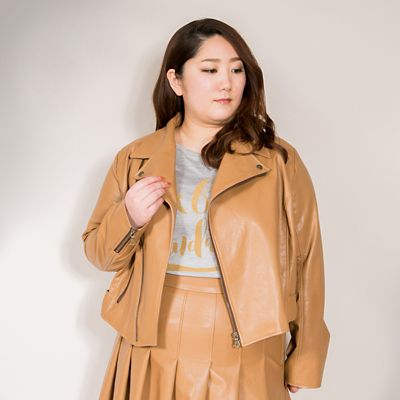 ＜VARAL DE MODA+＞ 大きいサイズ フェイクレザーライダースジャケット(V72-1023)(クローバー) キャメル(29) 【三越・伊勢丹/公式】