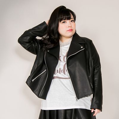 ＜VARAL DE MODA+＞ 大きいサイズ フェイクレザーライダースジャケット(V72-1023)(クローバー) ブラック(90) 【三越・伊勢丹/公式】