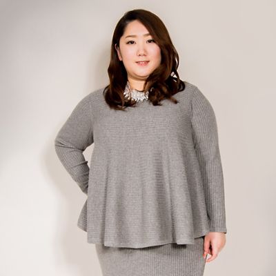 ＜VARAL DE MODA+＞ 大きいサイズ リブニットプルオーバー(V72-1026)(クローバープラス) ライトグレー(91) 【三越・伊勢丹/公式】