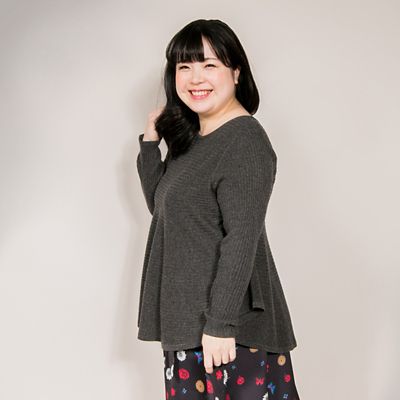 ＜VARAL DE MODA+＞ 大きいサイズ リブニットプルオーバー(V72-1026)(クローバー) チャコール(95) 【三越・伊勢丹/公式】