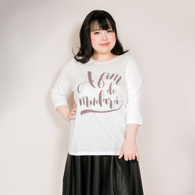 ＜VARAL DE MODA+＞ 大きいサイズ フロッキーロゴTシャツ(V72-1038)(クローバー) ホワイト(10) 【三越・伊勢丹/公式】