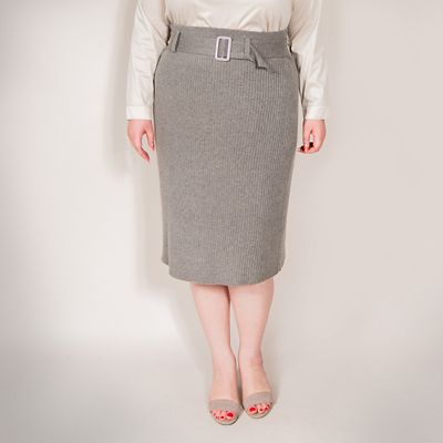 ＜VARAL DE MODA+＞ 大きいサイズ リブニットスカート(V72-1045)(クローバー) ライトグレー(91) 【三越・伊勢丹/公式】